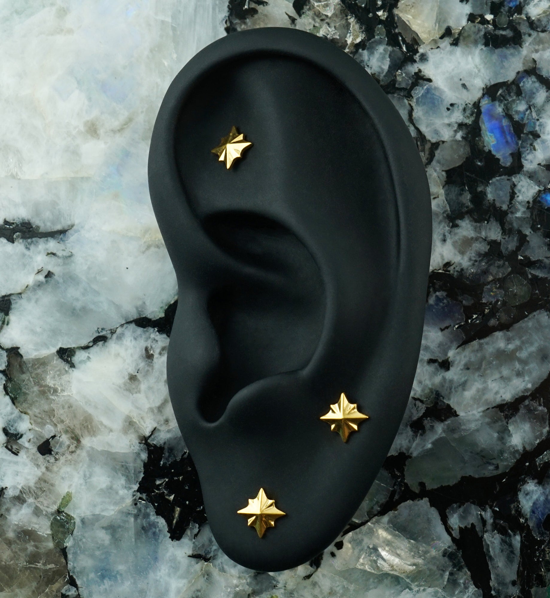Gold PVD Geo North Star Titanium Internally Threaded Top