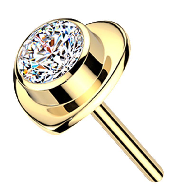 Gold PVD Heart Pop Clear CZ Titanium Threadless Top