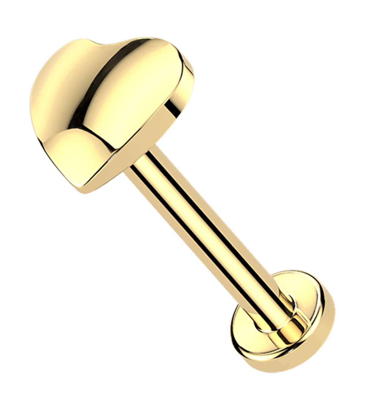 Gold PVD Heart Puff Threadless Titanium Labret