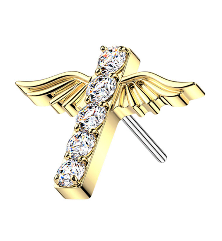 Gold PVD Icarus CZ Titanium Threadless Top