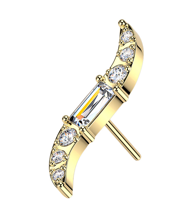 Gold PVD Integral Clear CZ Titanium Threadless Top