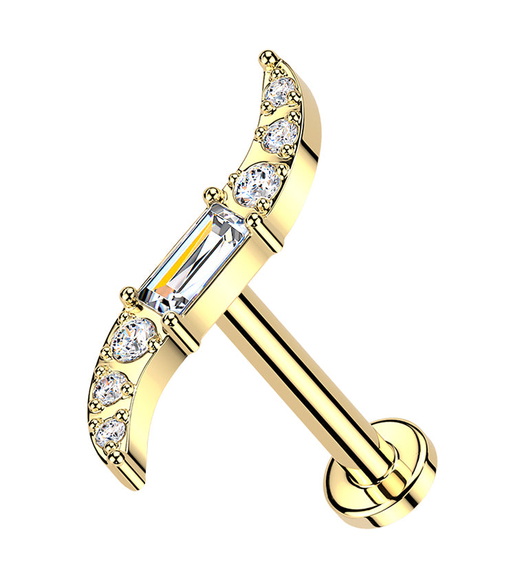 Gold PVD Integral CZ Titanium Internally Threaded Labret