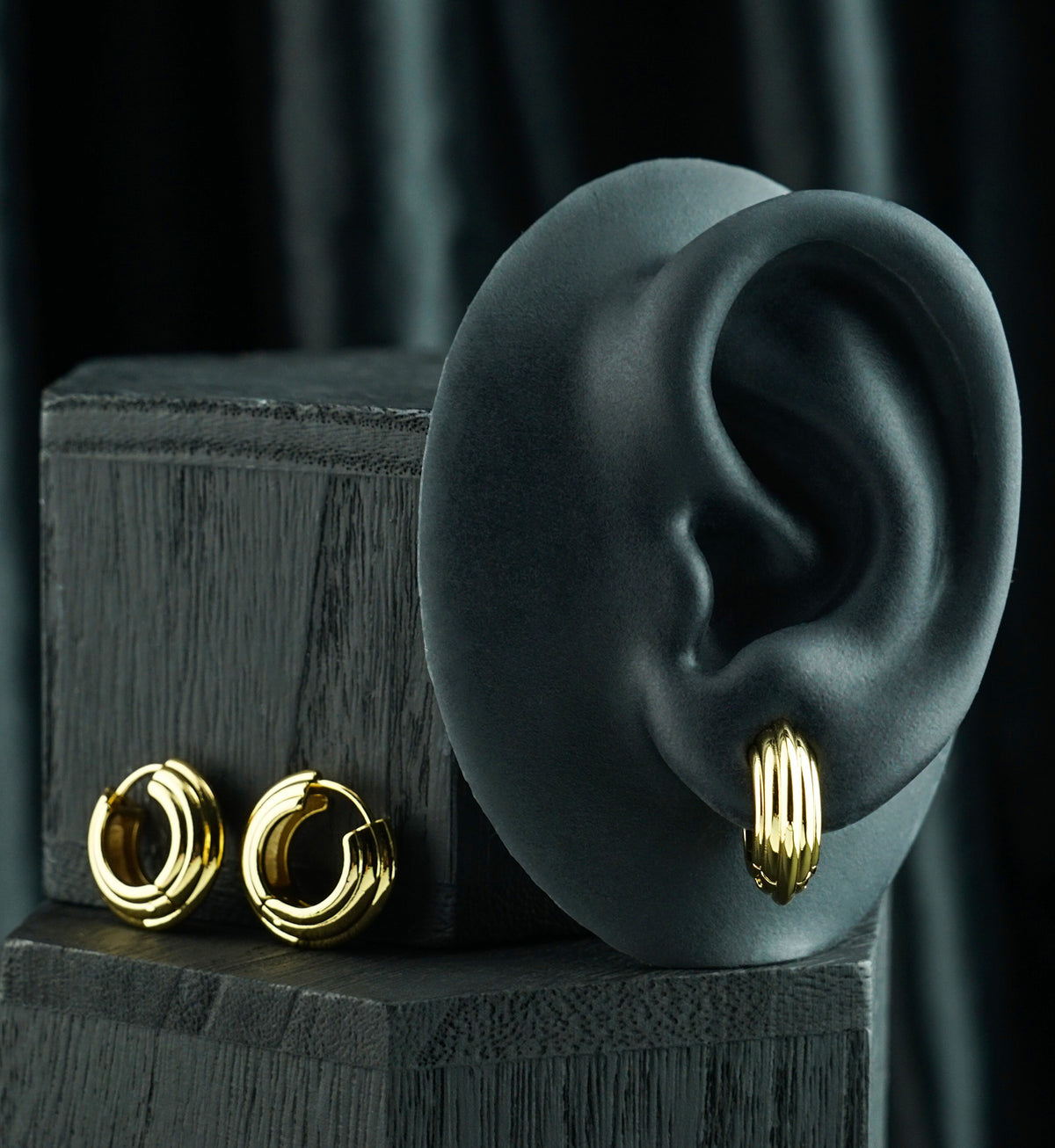 Gold PVD Layers Stainless Steel Hinged Hoop Huggie Earrings