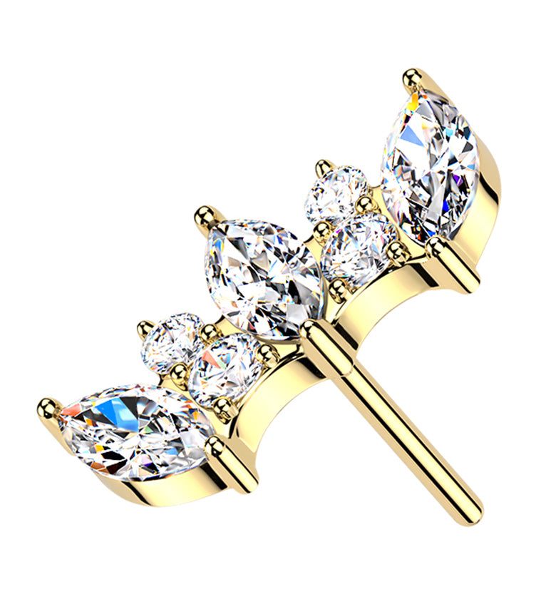Gold PVD Marquise Sweep CZ Titanium Threadless Top