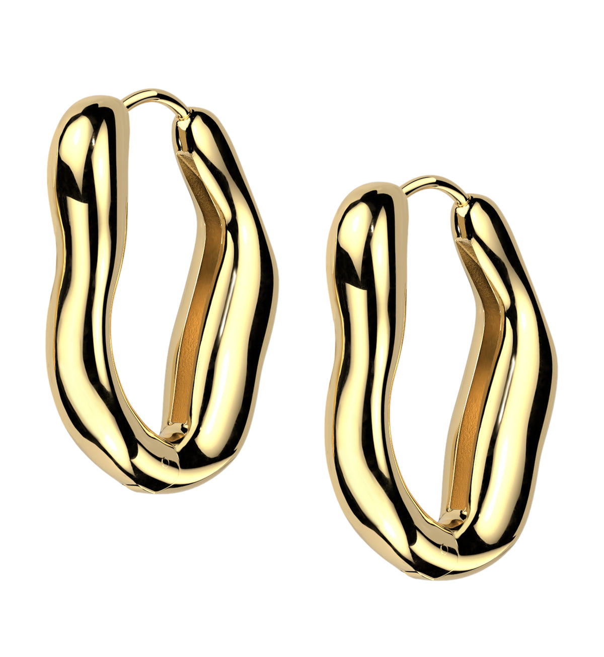 Gold PVD Melting Stainless Steel Hinged Hoop Earrings