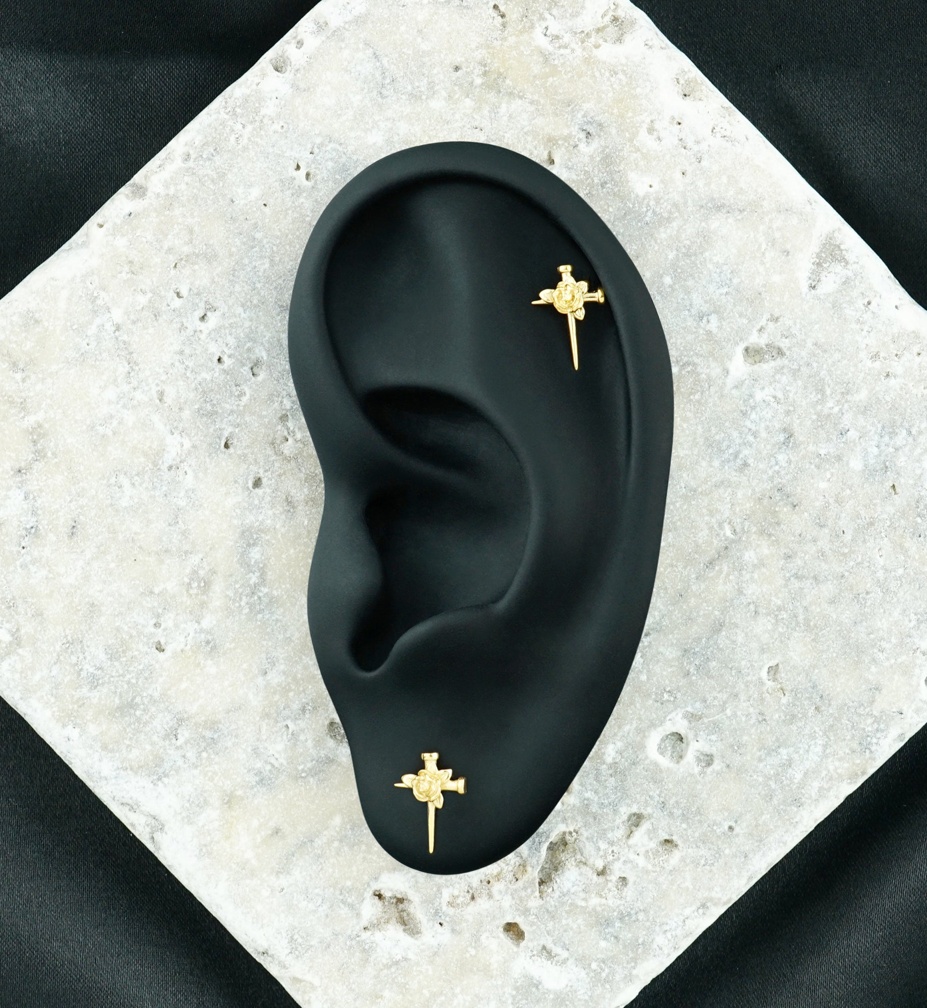 Gold PVD Mourning Rose Titanium Threadless Top