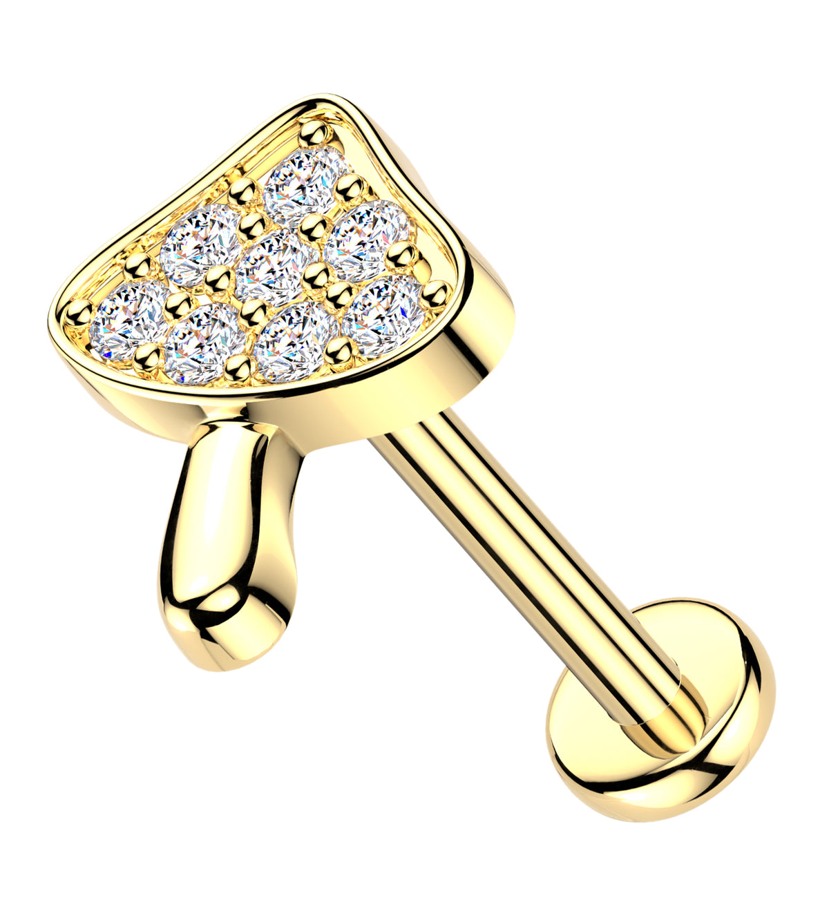 Gold PVD Mystical Mushroom CZ Stainless Steel Threadless Labret