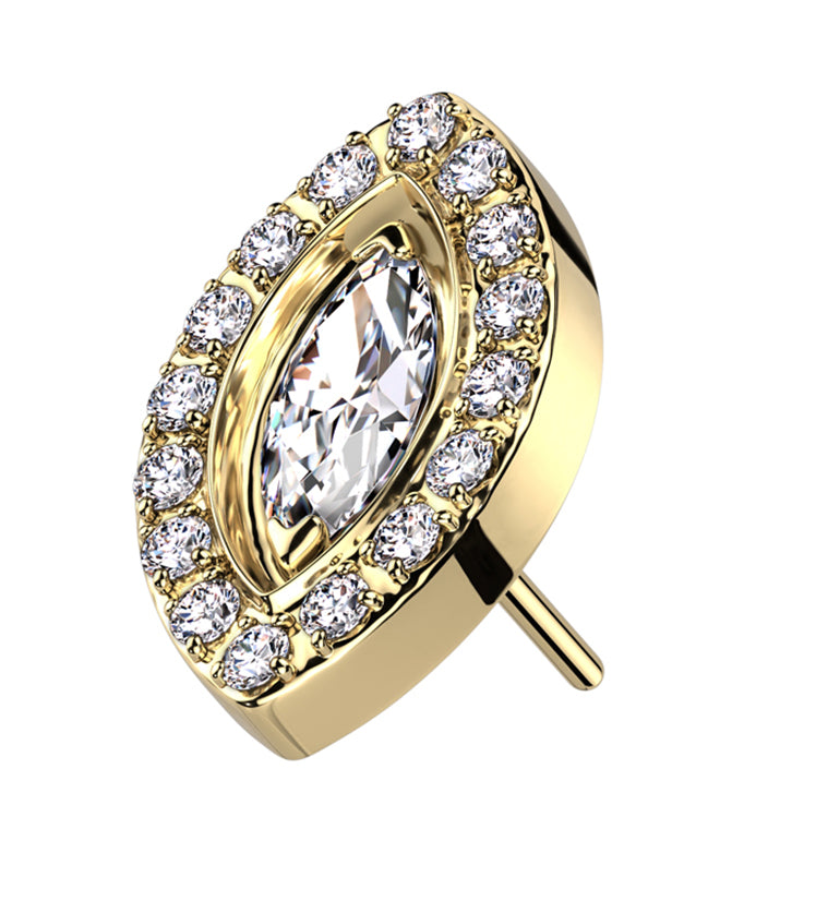 Gold PVD Oculus Clear CZ Titanium Threadless Top