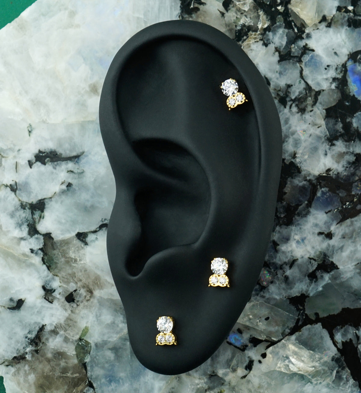 Gold PVD Owl Clear CZ Titanium Threadless Labret