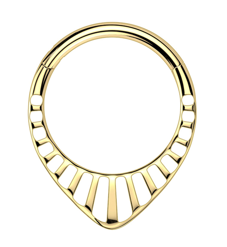 Gold PVD Point Grill Titanium Hinged Segment Ring