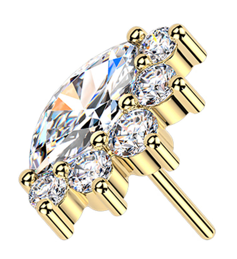 Gold PVD Radiating Marquise CZ Titanium Threadless Top