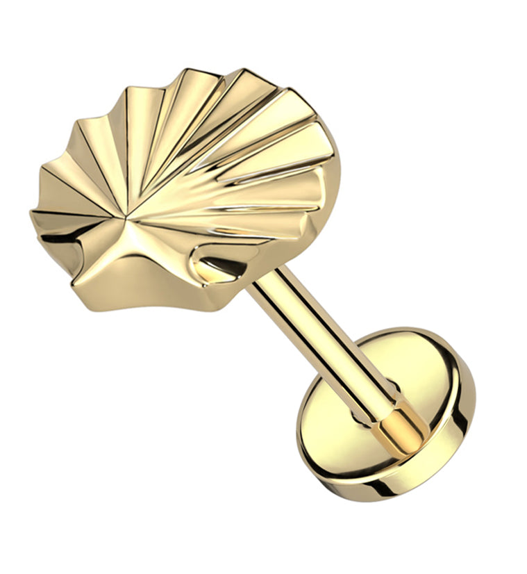Gold PVD Seashell Threadless Titanium Labret