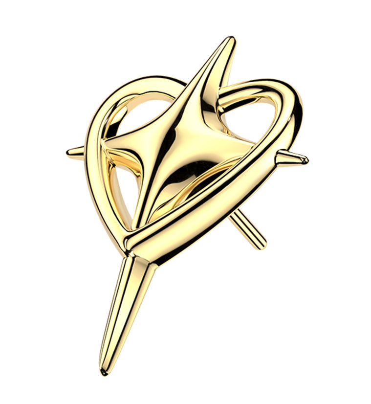 Gold PVD Star Crossed Titanium Threadless Top