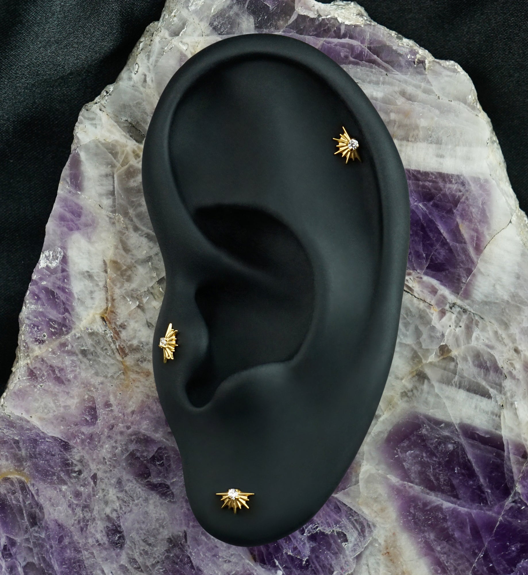 Gold PVD Sunset CZ Titanium Threadless Top