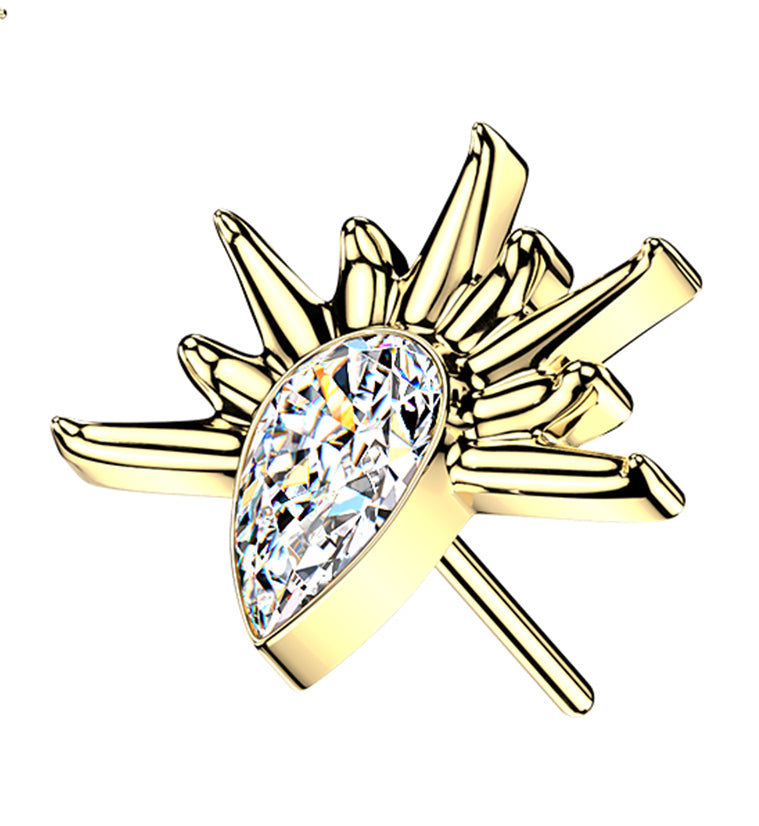 Gold PVD Sunset Teardrop CZ Titanium Threadless Top