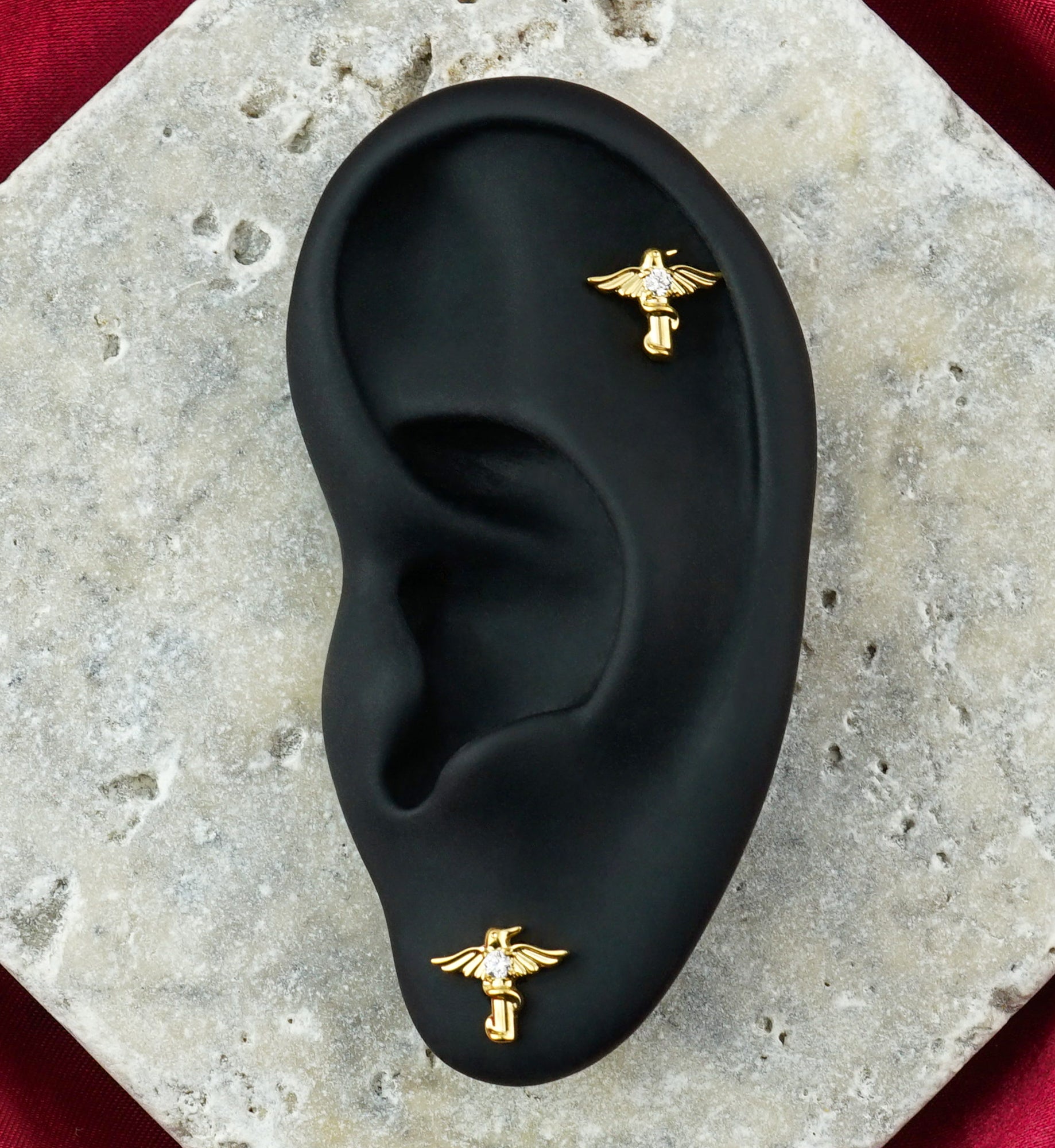 Gold PVD Totem CZ Titanium Threadless Top