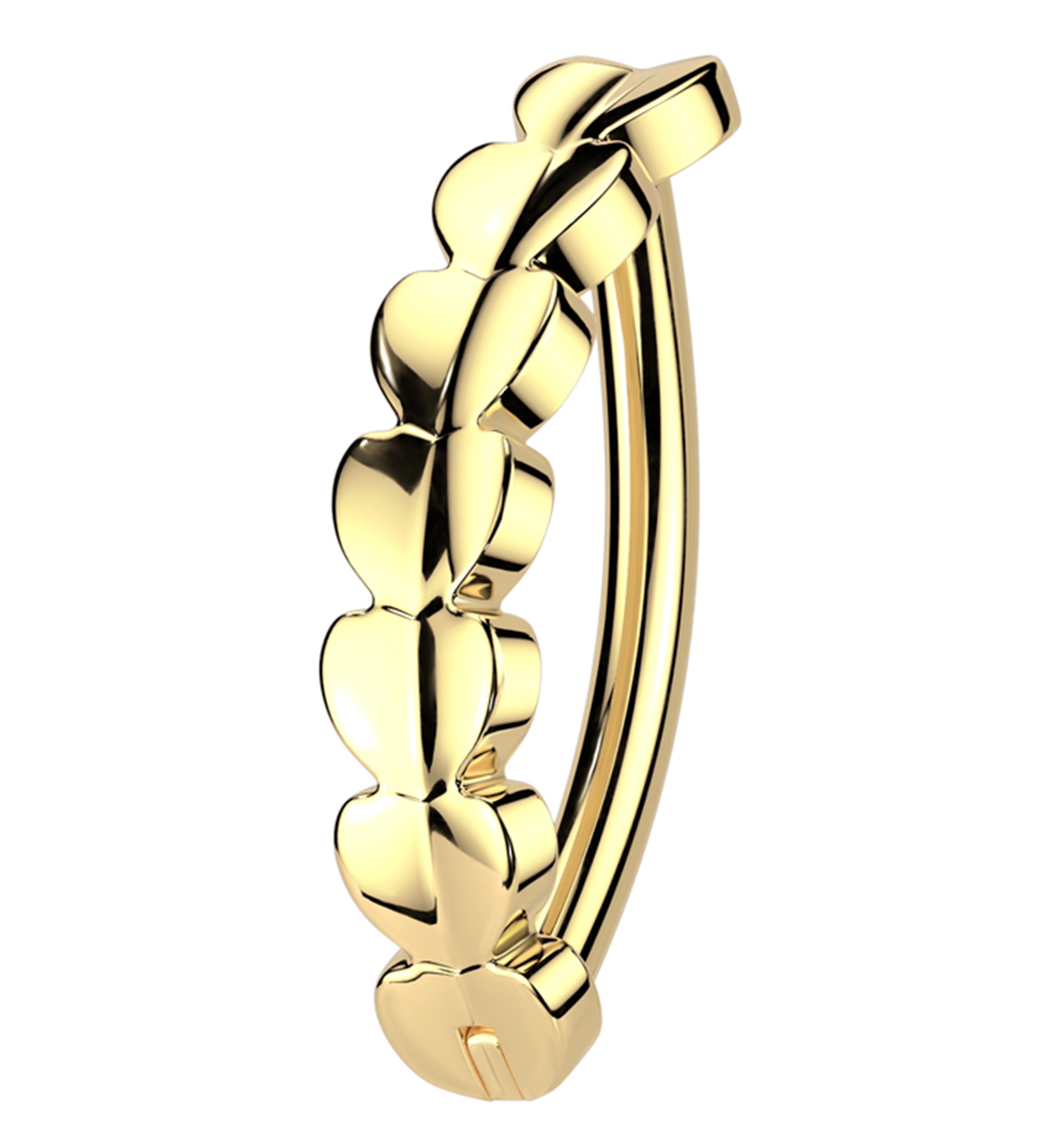 Gold PVD Trail Of Hearts Titanium Hinged Belly Button Ring