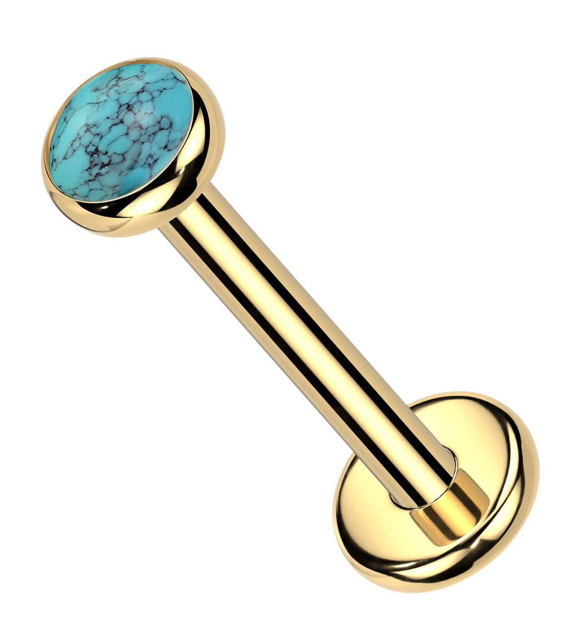 Gold PVD Howlite Turquoise Stone Titanium Threadless Labret by Urban Body Jewelry