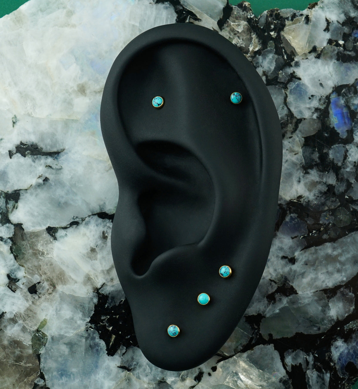 Gold PVD Turquoise Stone Titanium Internally Threaded Labret