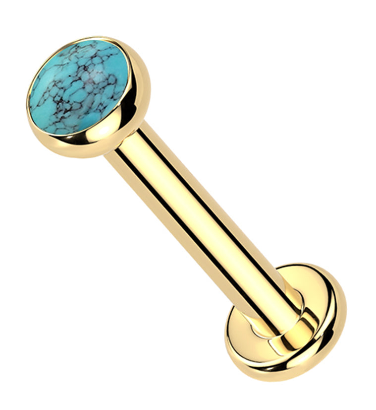 Gold PVD Turquoise Stone Titanium Internally Threaded Labret
