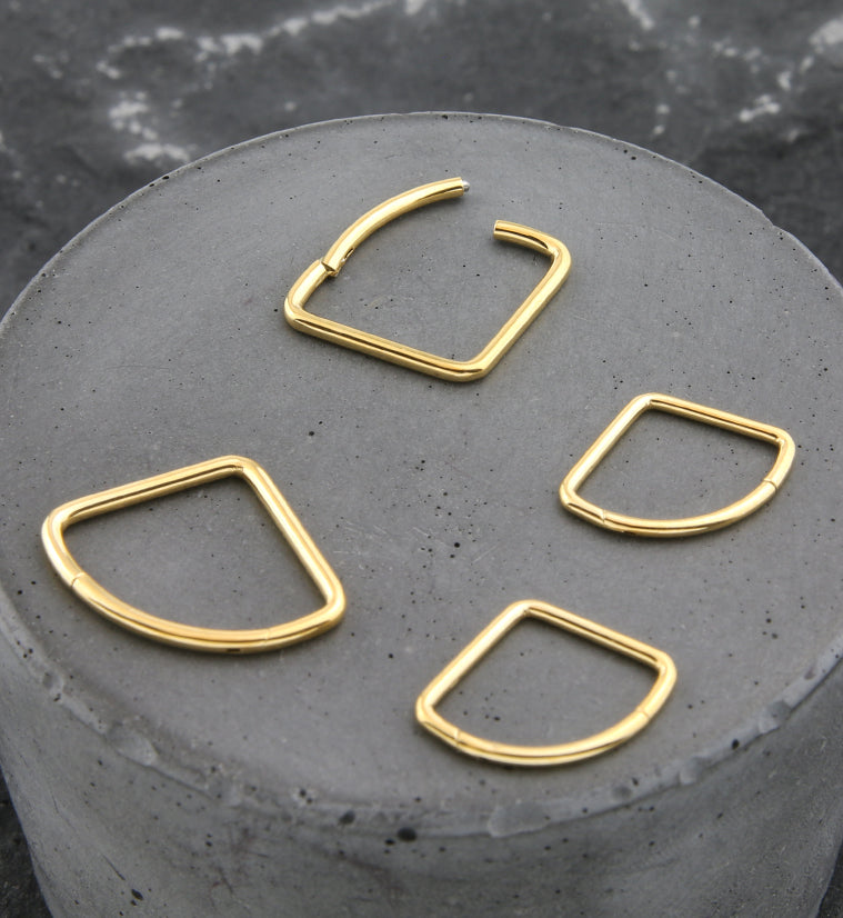 Gold PVD Wide Triangle Titanium Hinged Segment Ring