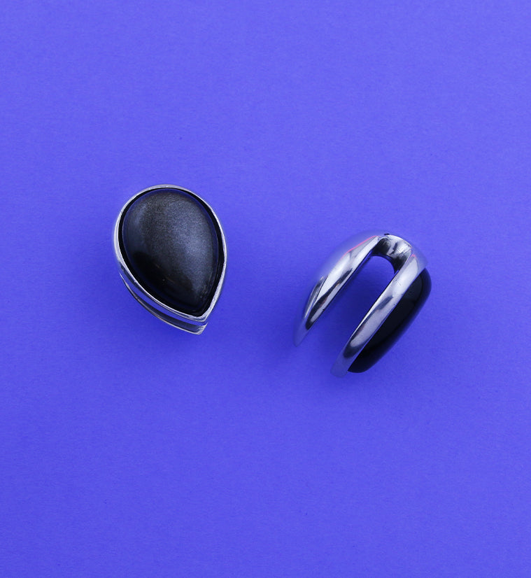 Golden Obsidian Knuckle White Brass Ear Weights