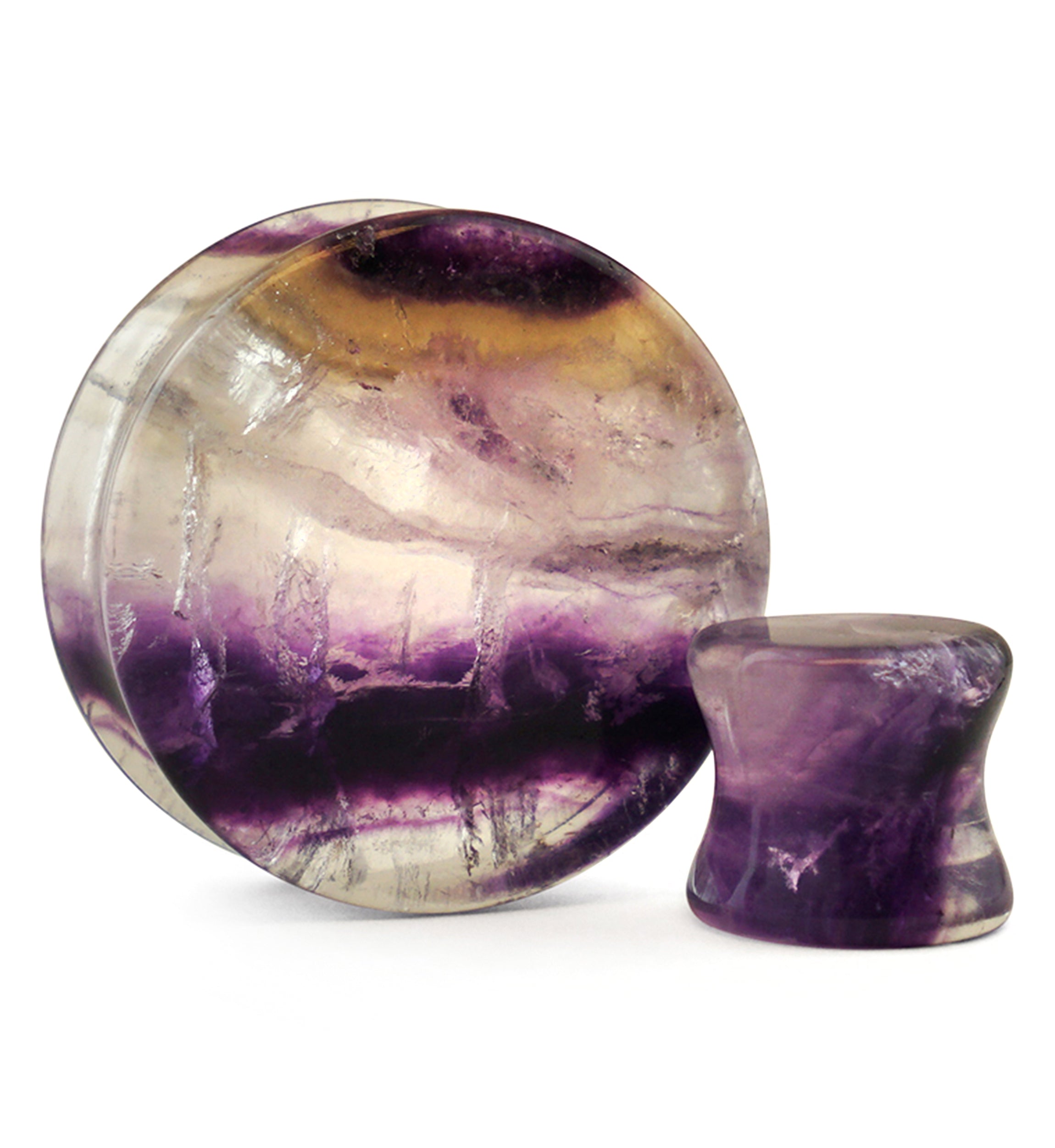 Grade A Rainbow Fluorite Stone Plugs