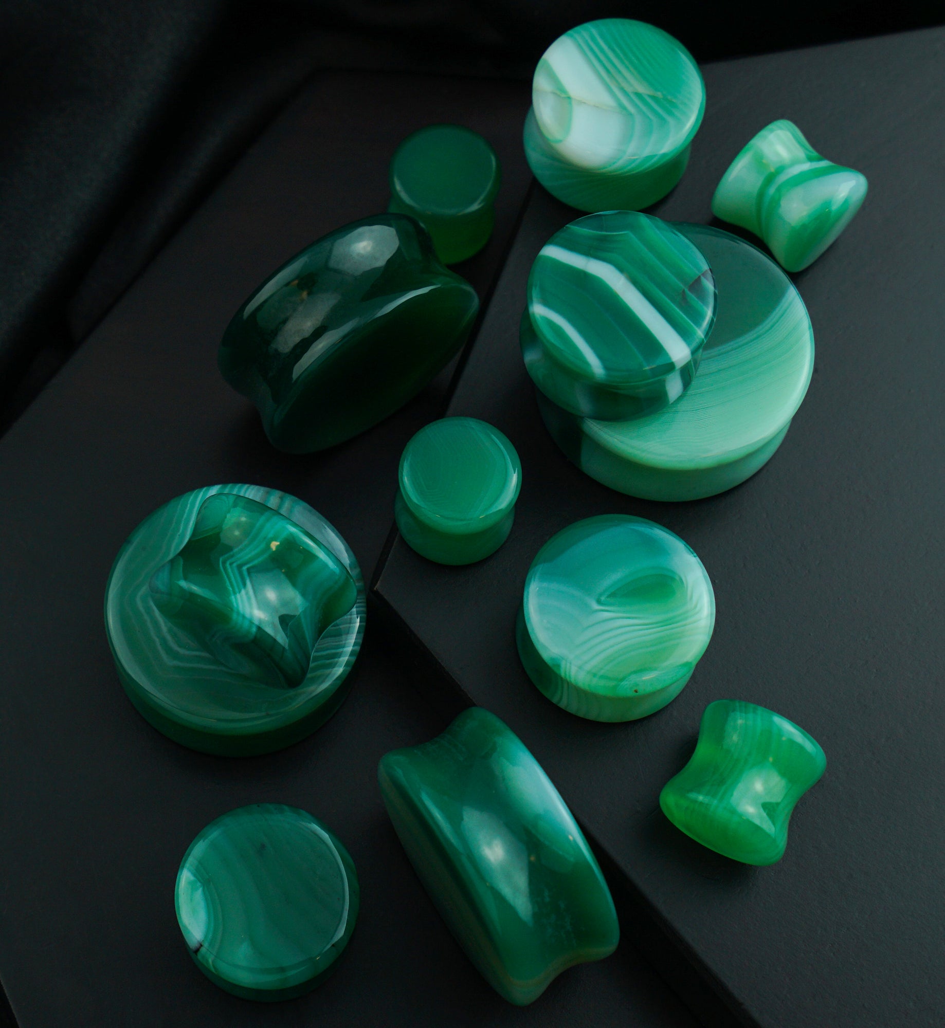 Green Agate Stone Plugs