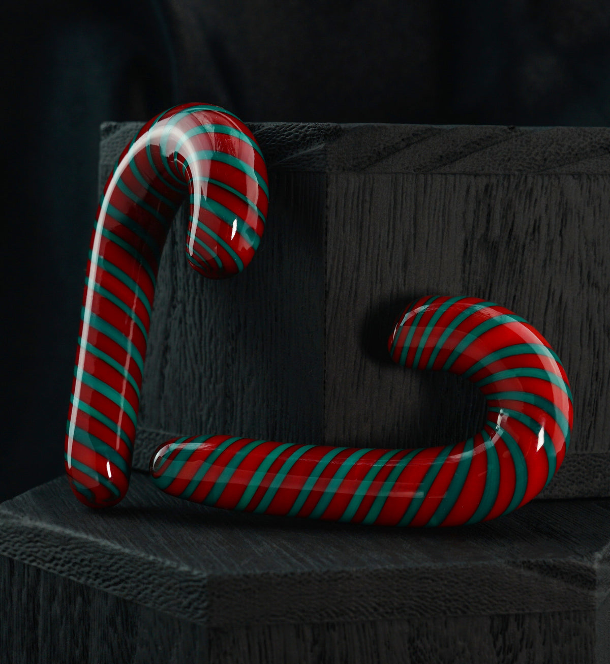Green and Red Candy Cane Glass Ear Hangers
