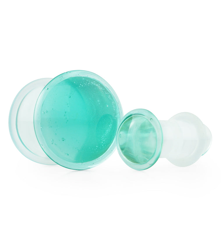 Green Color Front Single Flare Glass Plugs