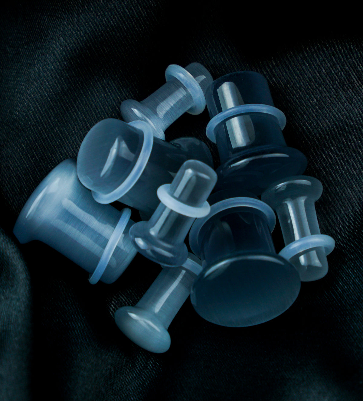 Grey Cat's Eye Glass Single Flare Plugs