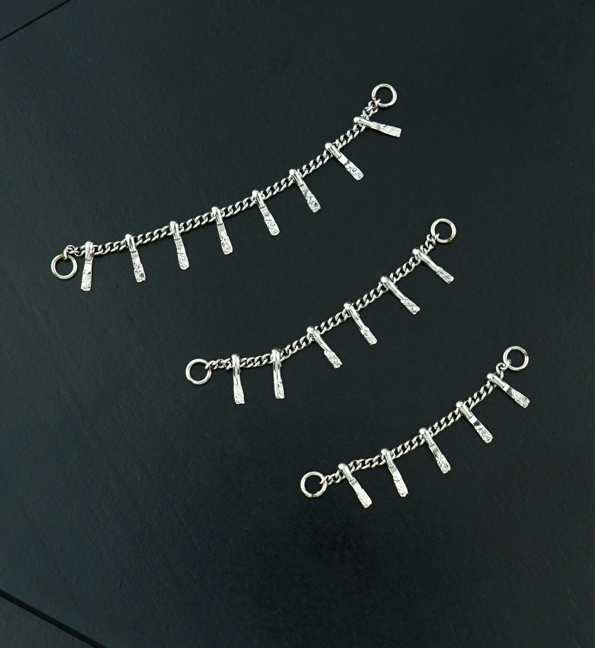 Hammered Dangle Bar Stainless Steel Connecting Piercing Chain