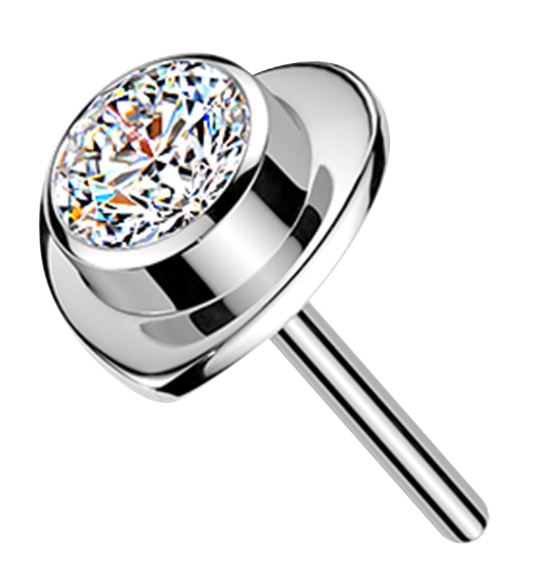 Heart Pop Clear CZ Titanium Threadless Top
