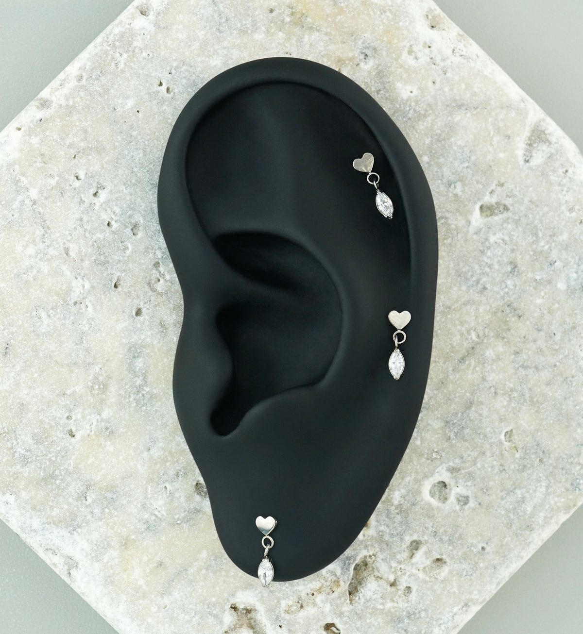 Heart With Marquise CZ Dangle Titanium Threadless Top