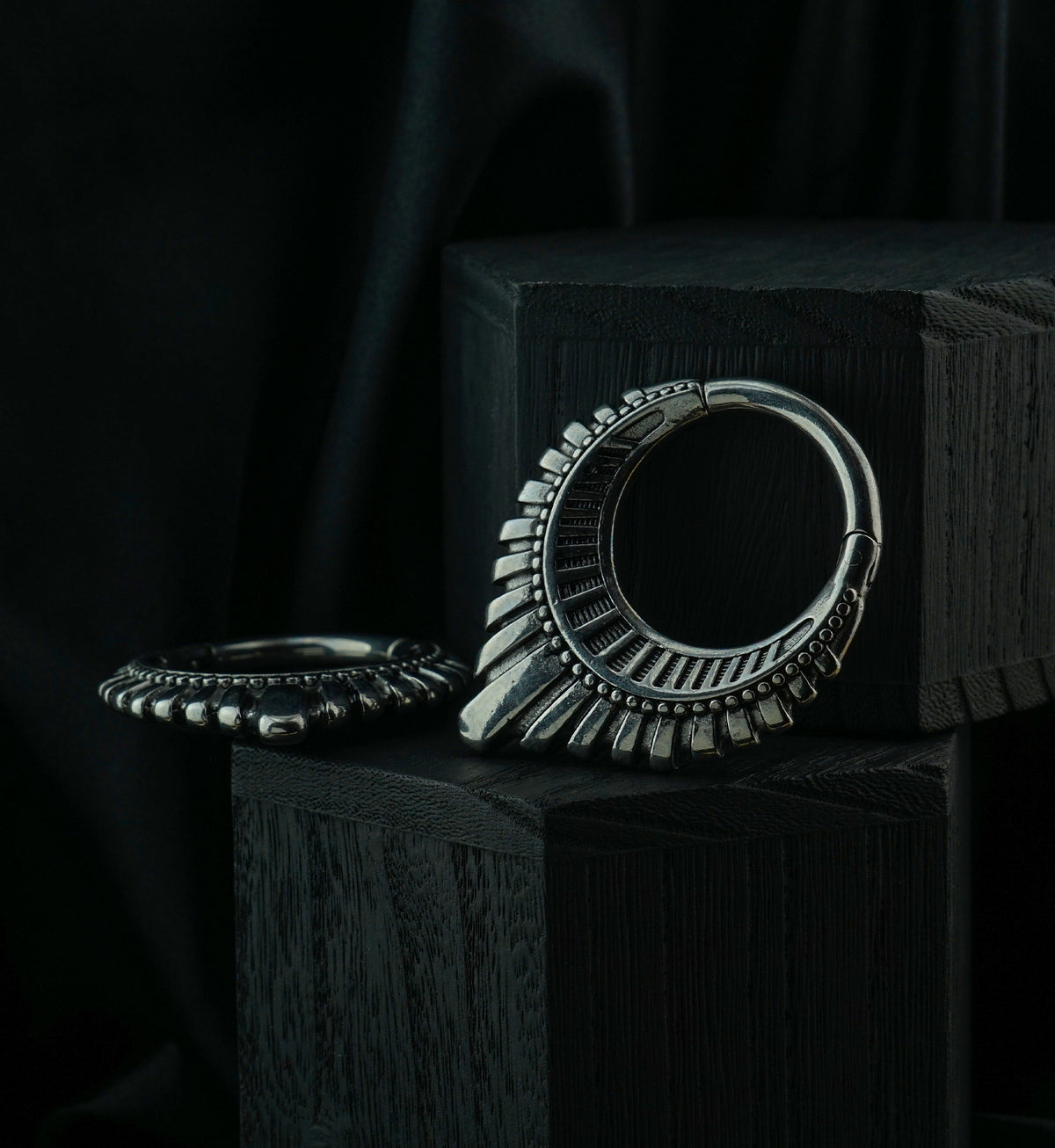 Heraldry Pointed Stainless Steel Hinged Ear Weights