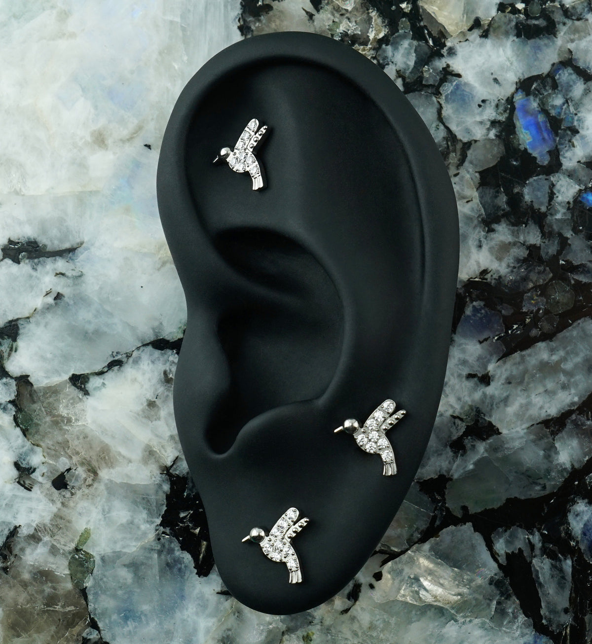Hummingbird Clear CZ Titanium Threadless Top