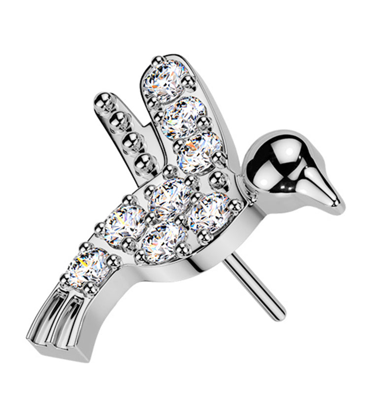 Hummingbird Clear CZ Titanium Threadless Top