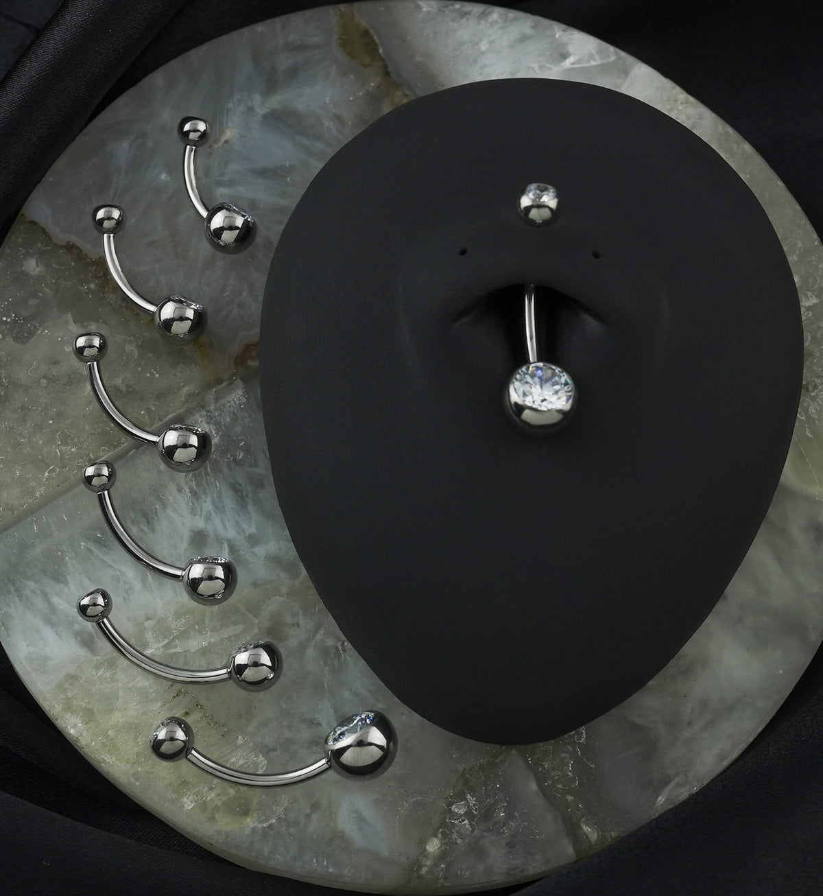 Internally Threaded Titanium CZ Belly Button Ring