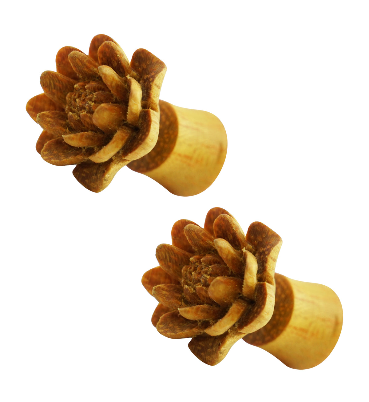 Jackfruit Wooden Daisy Fake Gauges Earrings