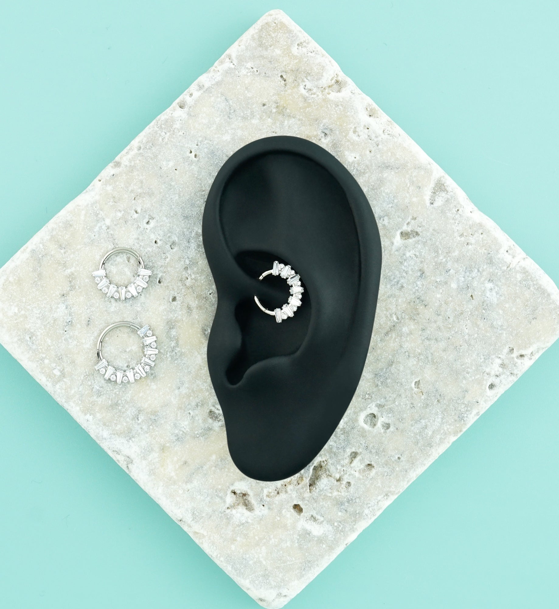 Jagged Clear CZ Titanium Hinged Segment Ring