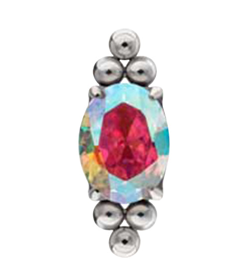 Lamp Post Rainbow Aurora CZ Titanium Threadless Top