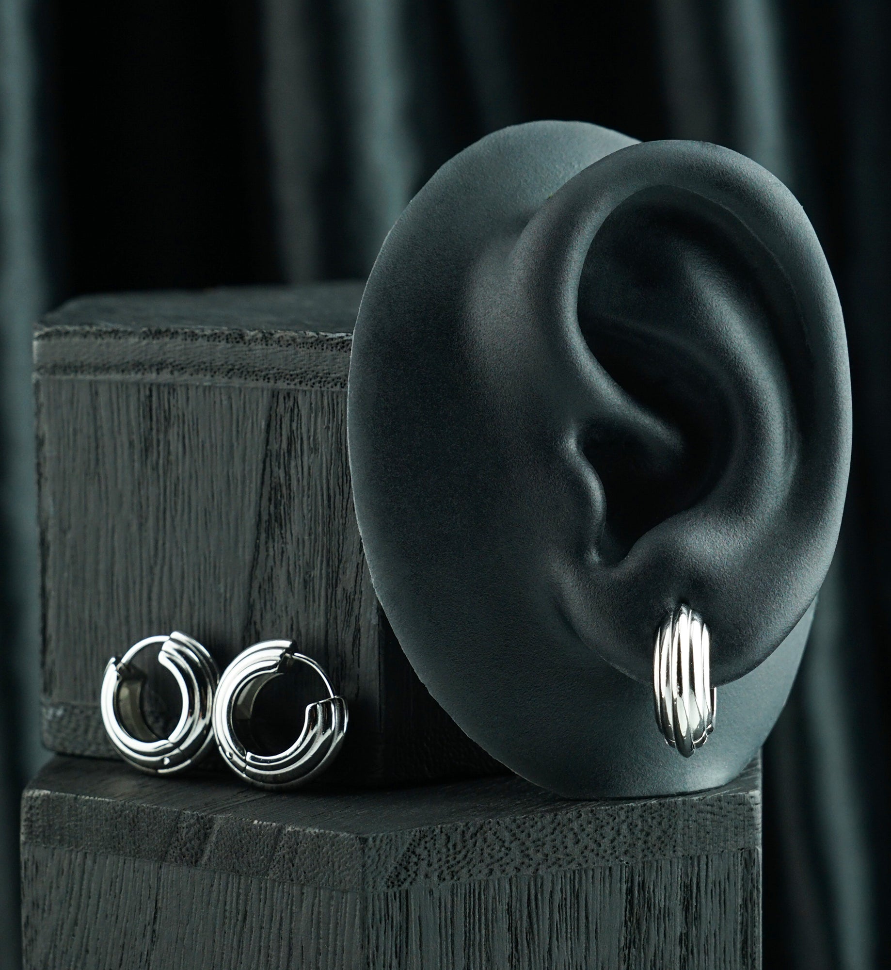 Layers Stainless Steel Hinged Hoop Huggie Earrings