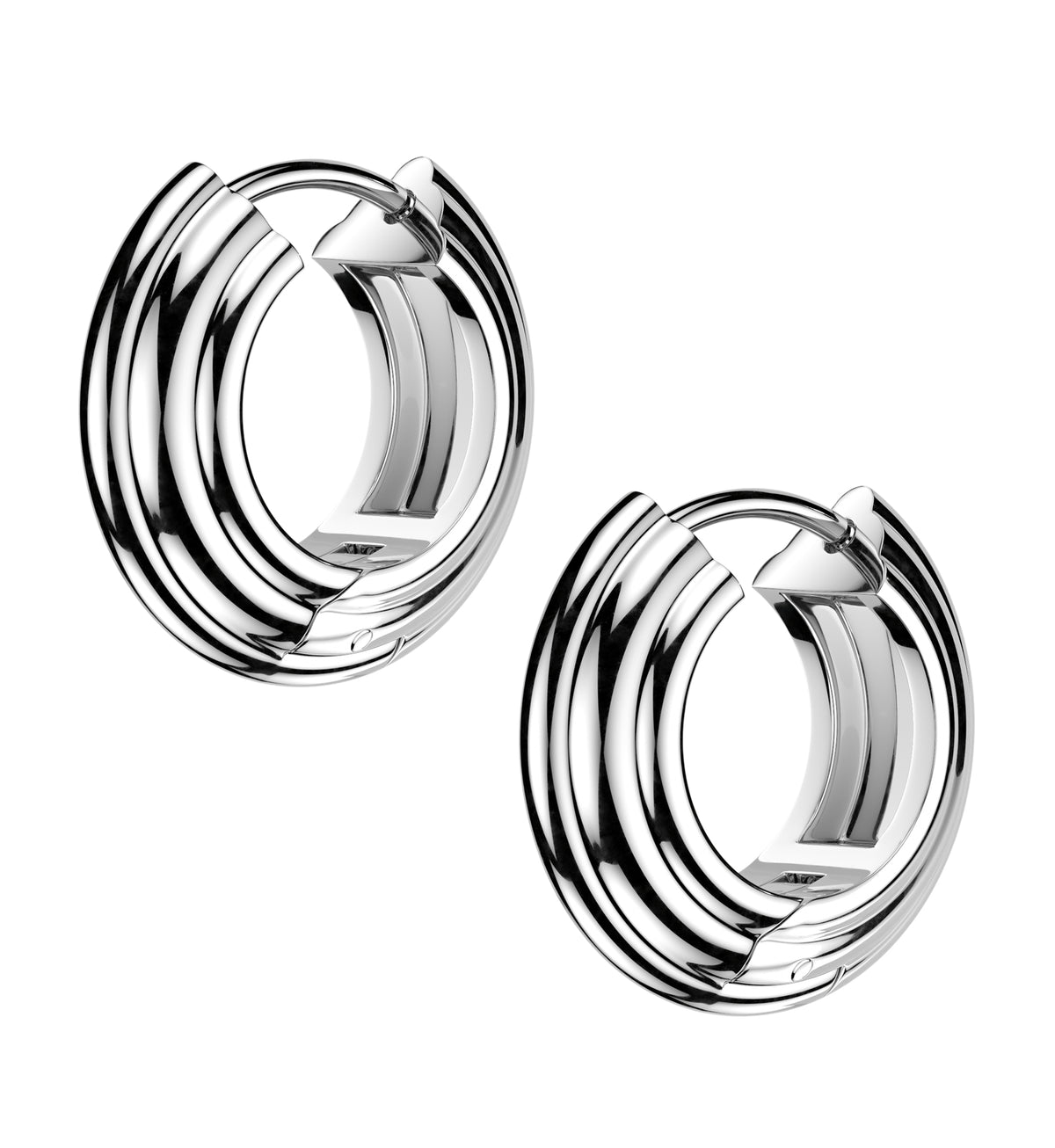 Layers Stainless Steel Hinged Hoop Huggie Earrings