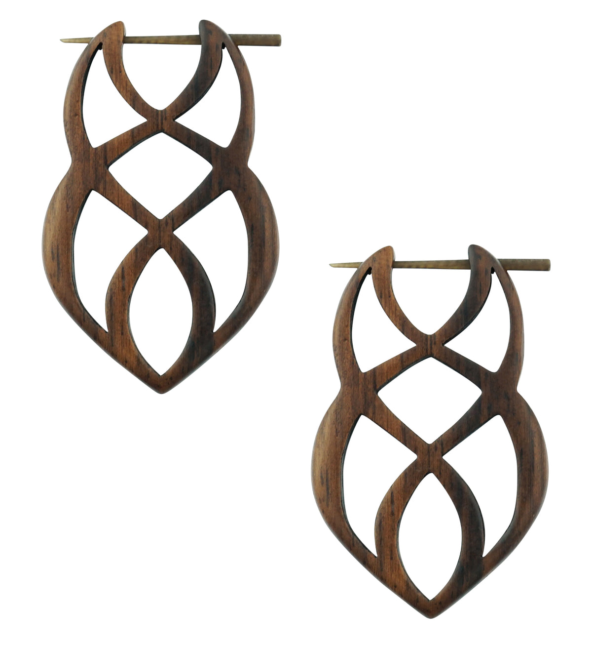 Long Celtic Knot Narra Wood Earrings