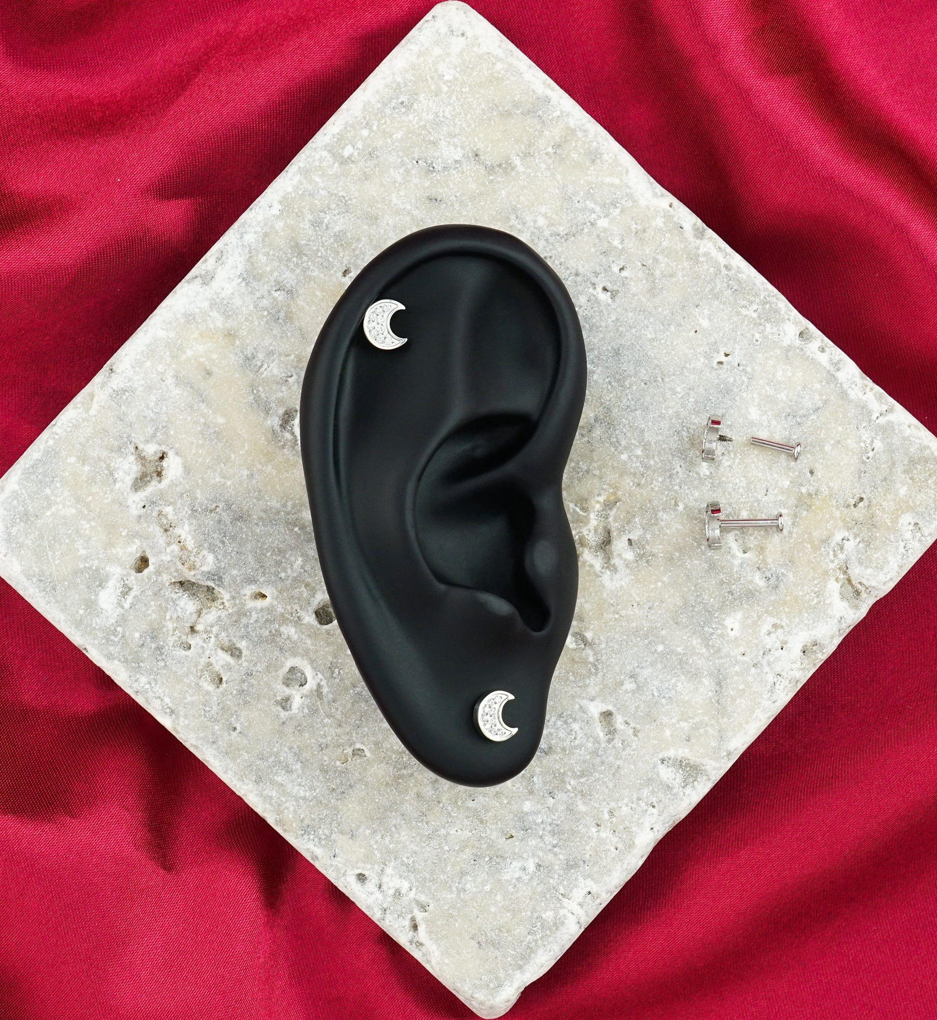 Lunar Eclipse CZ Internally Threaded Stainless Steel Labret