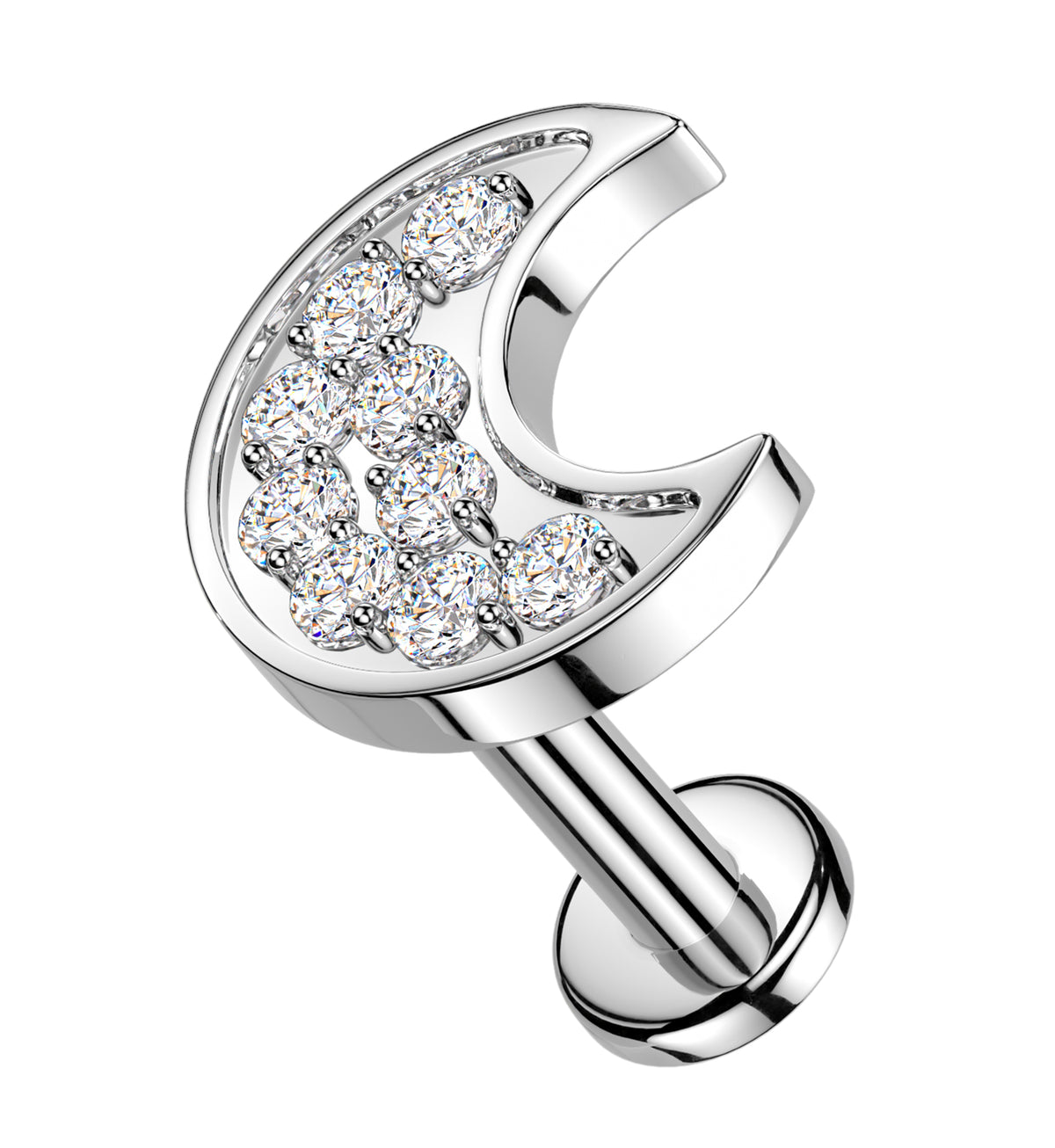 Lunar Eclipse CZ Internally Threaded Stainless Steel Labret