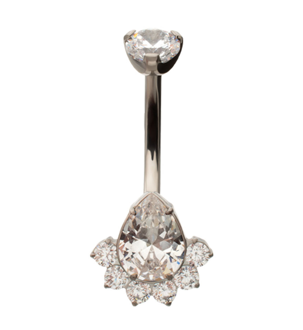 Lure Teardrop Clear CZ Titanium Internally Threaded Belly Button Ring