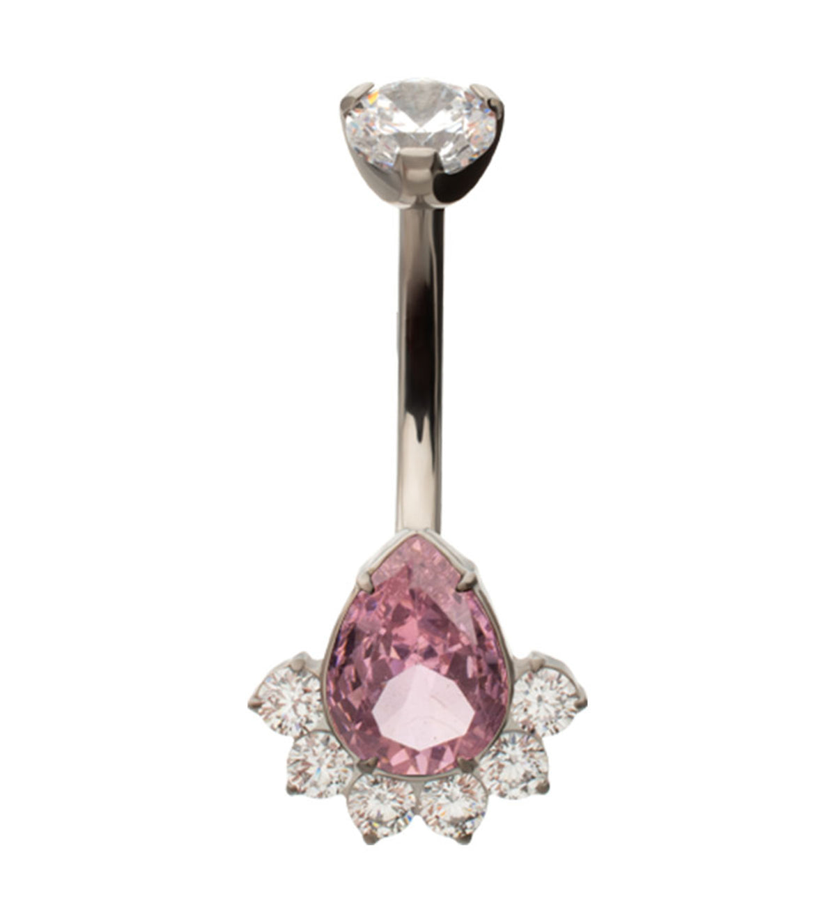 Lure Teardrop Pink CZ Titanium Internally Threaded Belly Button Ring