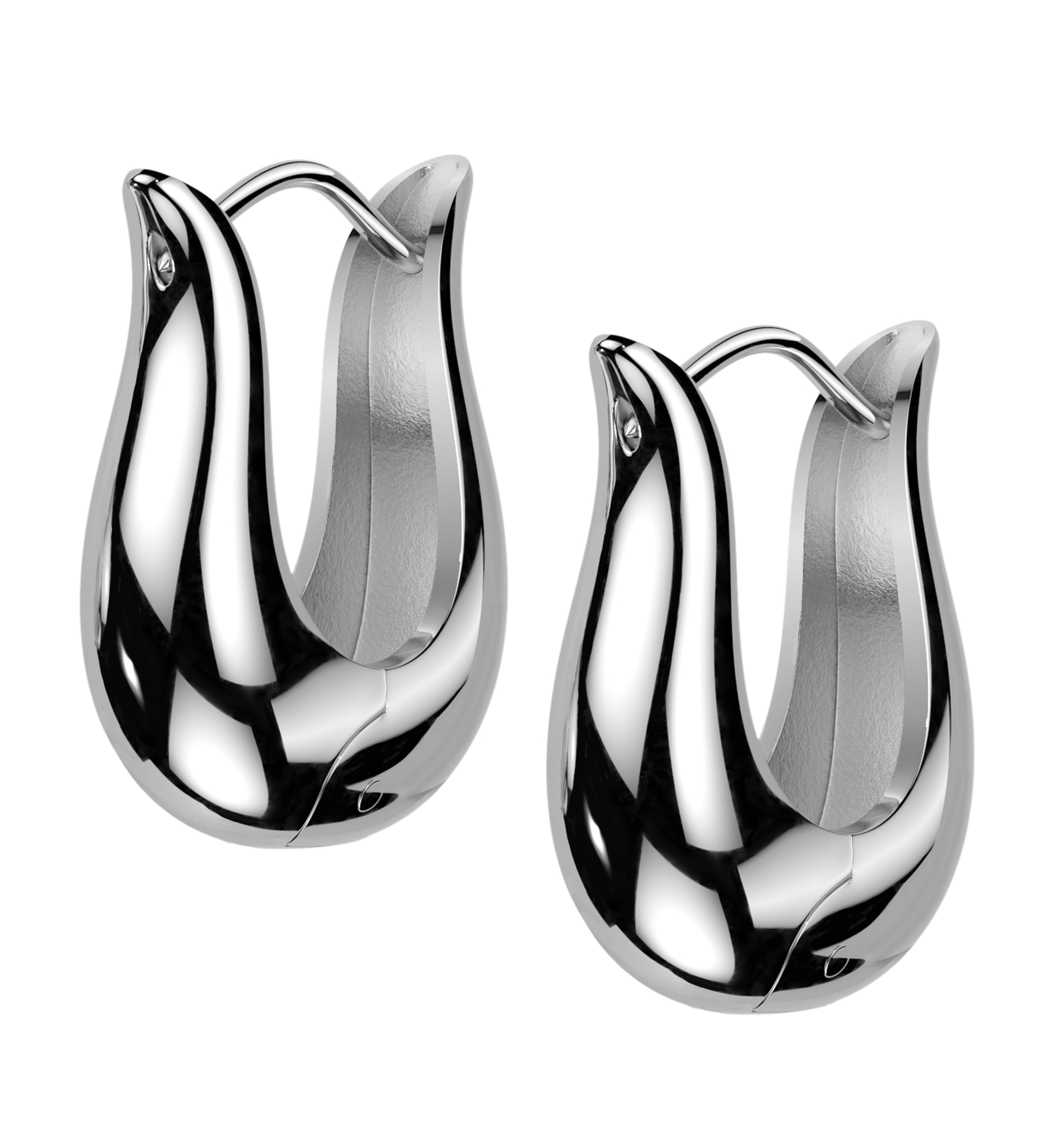 Lyre Stainless Steel Hinged Hoop Earrings