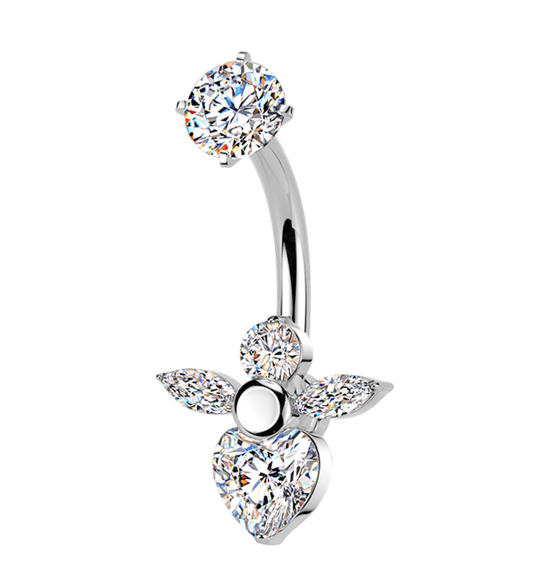 Majesty CZ Stainless Steel Internally Threaded Belly Button Ring